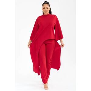 NEW KAREN T DESIGN bell sleeve tunic top with pants set in red